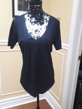 Classic Black V-Neck Women's Top